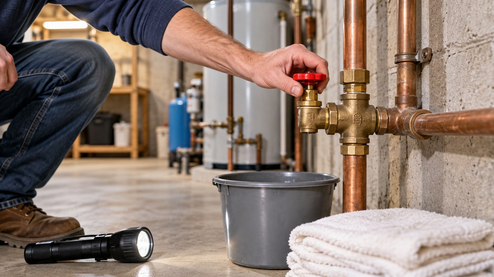 Editorial home improvement scene for How to Shut Off Water to Your House in an Emergency