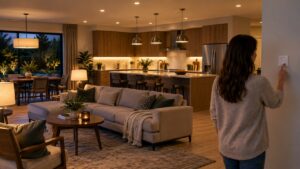 Editorial home improvement scene for Smart Lighting Systems: Complete Beginner’s Guide