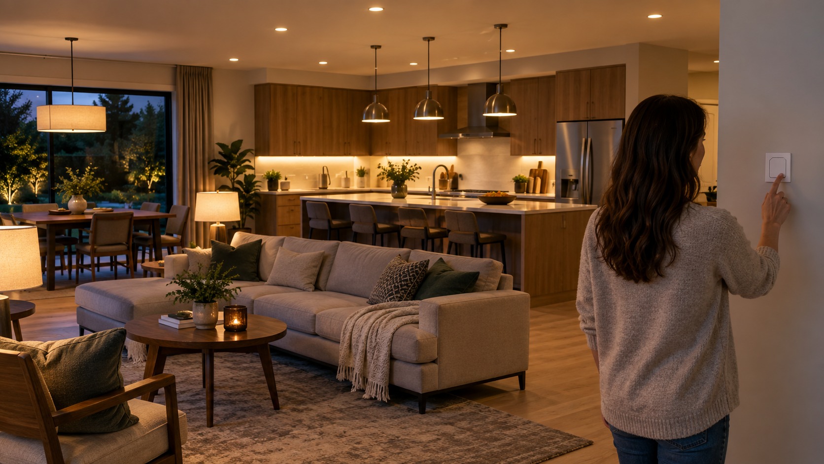 Editorial home improvement scene for Smart Lighting Systems: Complete Beginner’s Guide