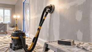 Editorial home improvement scene for The Best Drywall Sanders to Make Prep Work Effortless