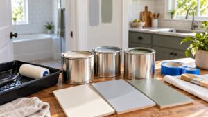 Editorial home improvement scene for The Best Paint Finish for Bathrooms, Kitchens, and Humid Spaces